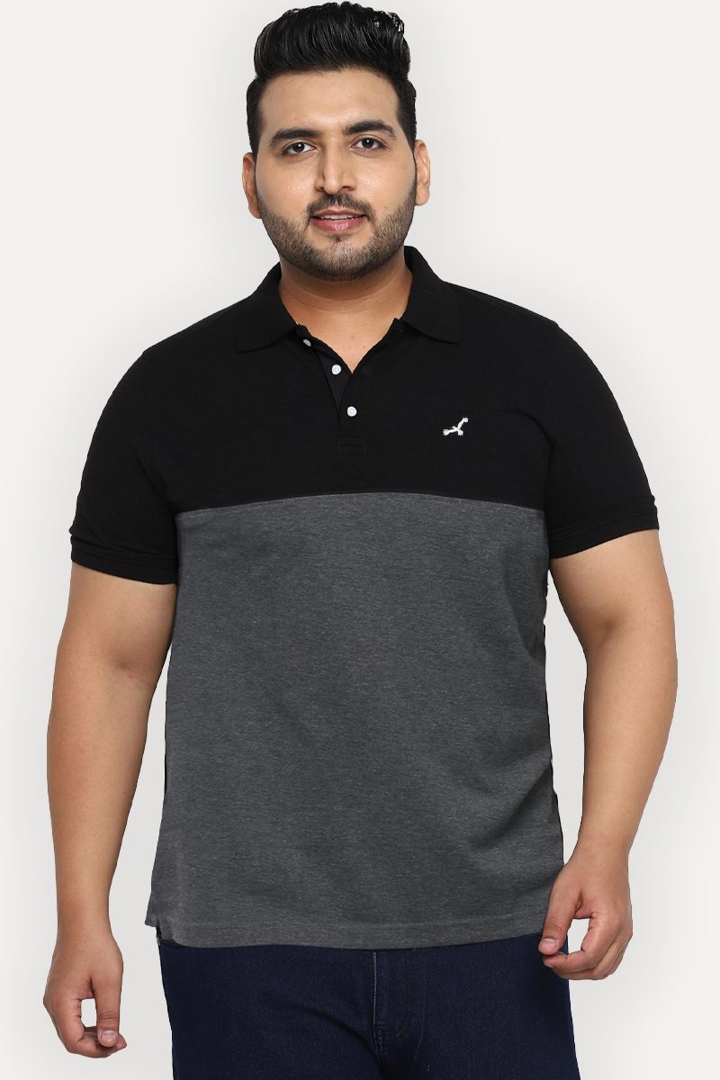 Men's Plus Size Polo Collar T-Shirt ColorBlock