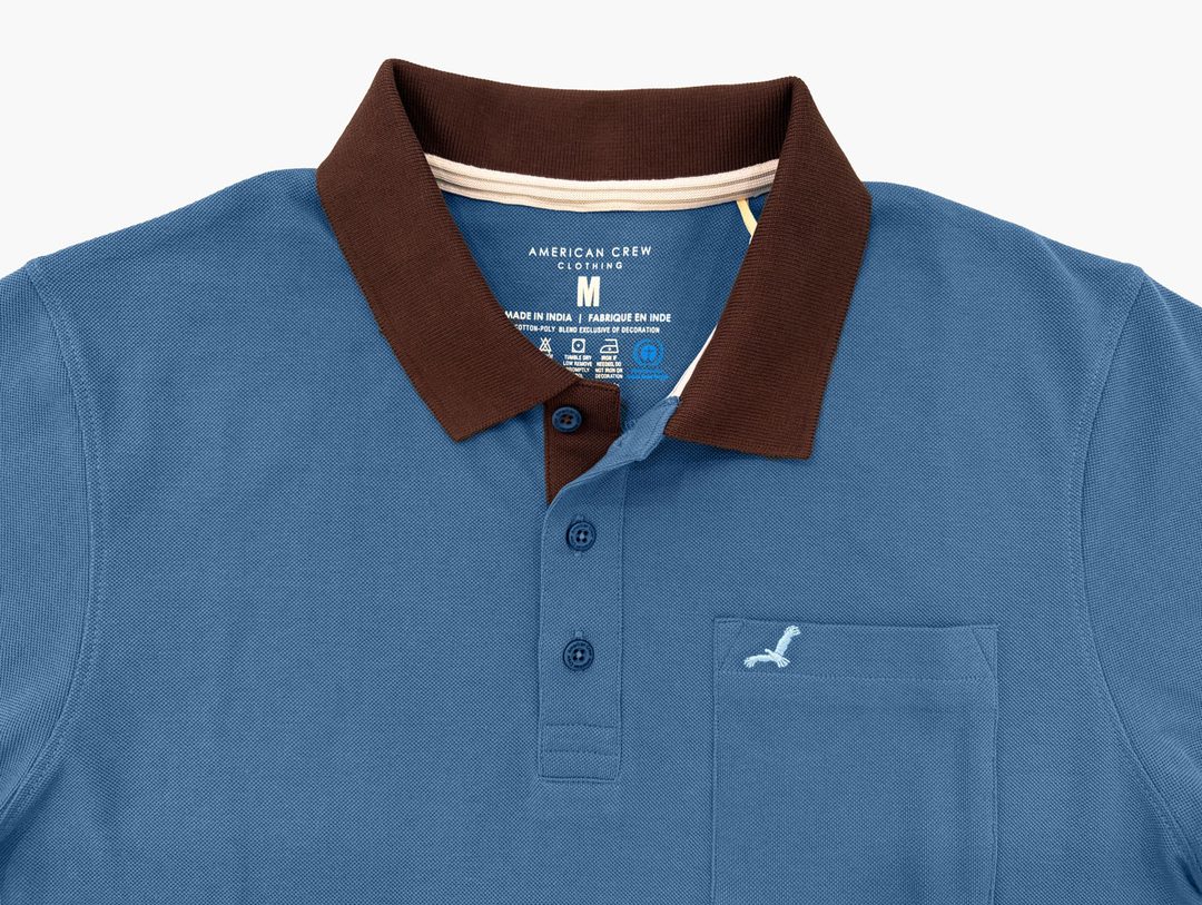 Men's Polo Collar Half Sleeves T-Shirt With Pocket + Logo