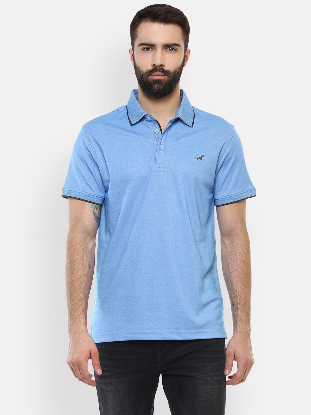 Men's Polo Collar T-Shirt Two Tone Fabric