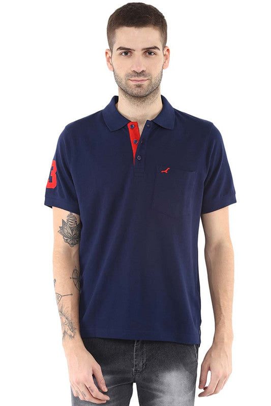 Men's Polo Collar T-Shirt With Pocket, Applique + Logo
