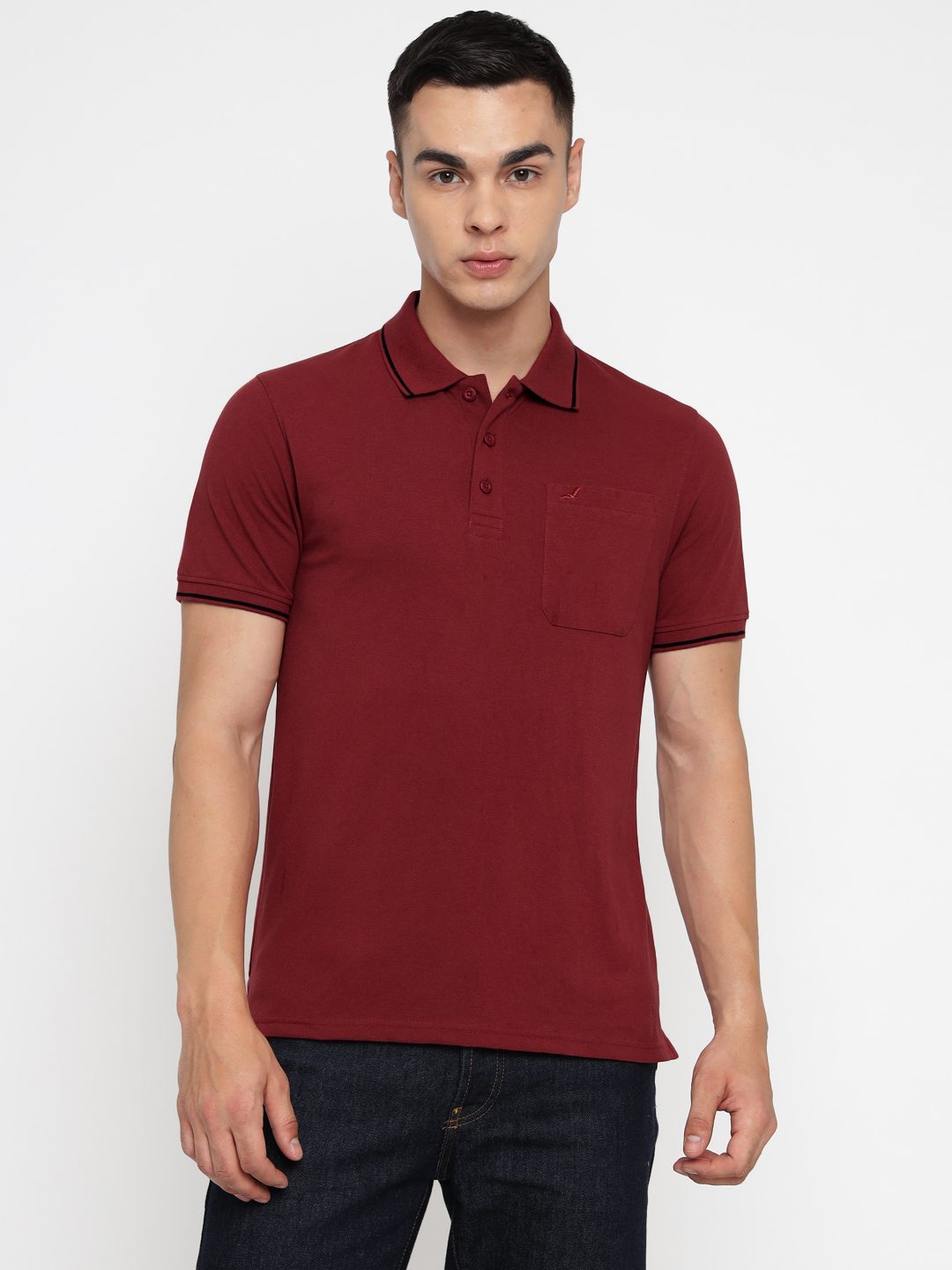 Men's Polo Collar T-Shirt With Pocket + Logo, Half Sleeves Pack of 2