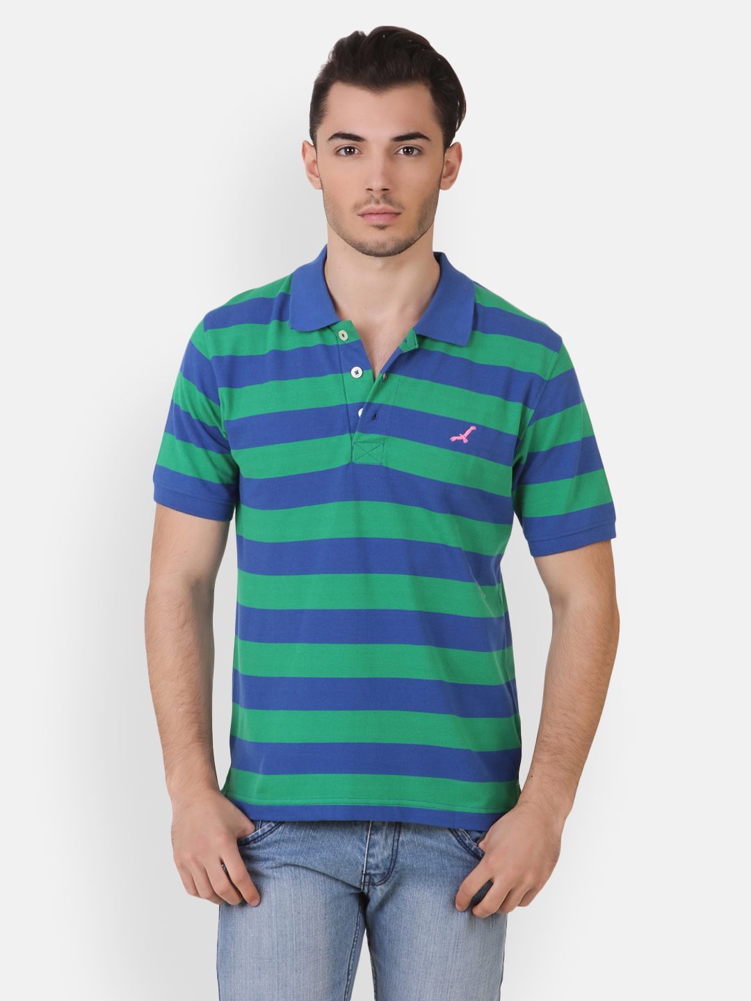 Men's Yarn Dyed Stripes Pique Polo Collar T-Shirt