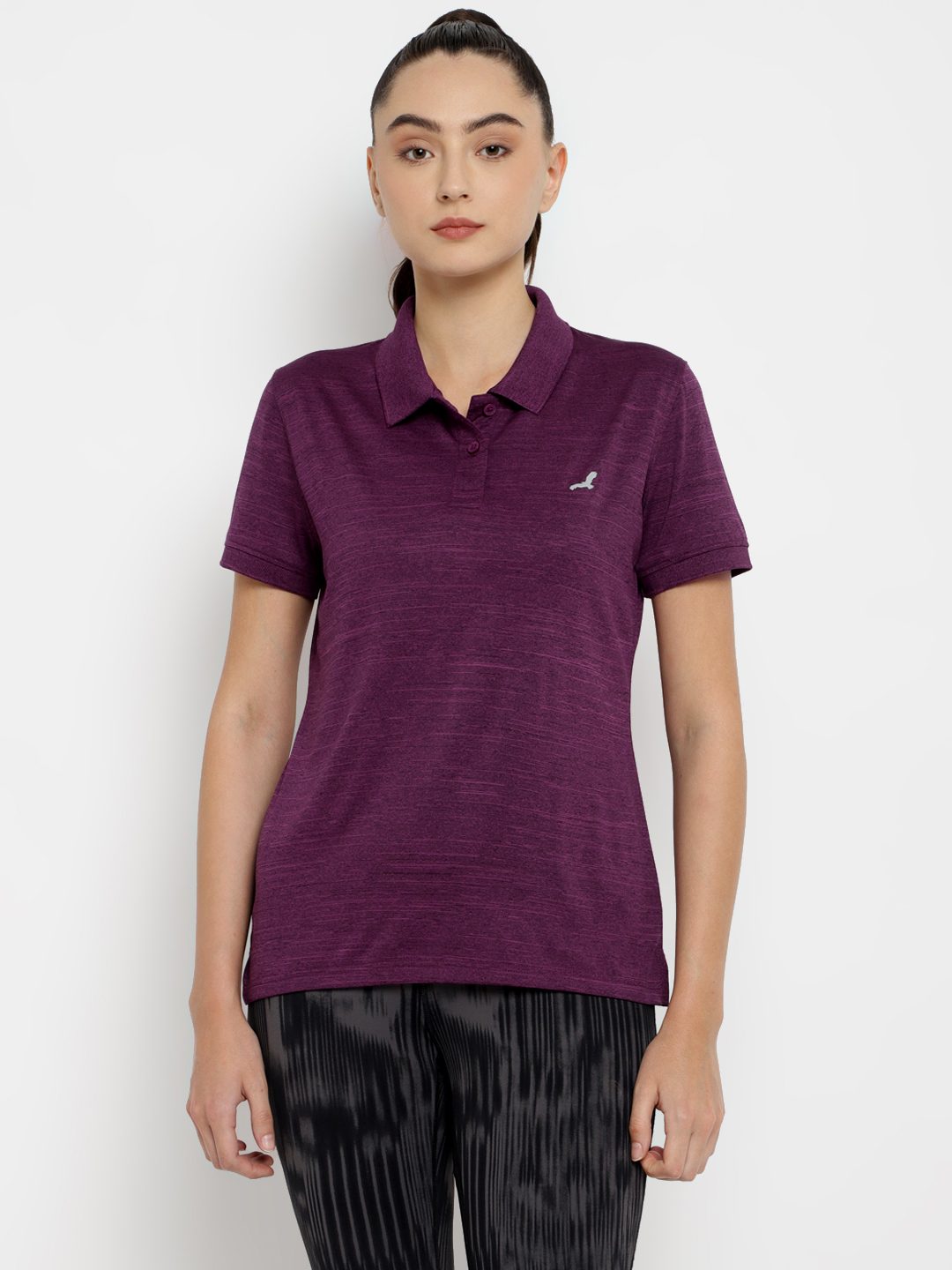 Women's Activewear Kooltex Two Tone Half Sleeves Polo Collar T-Shirt